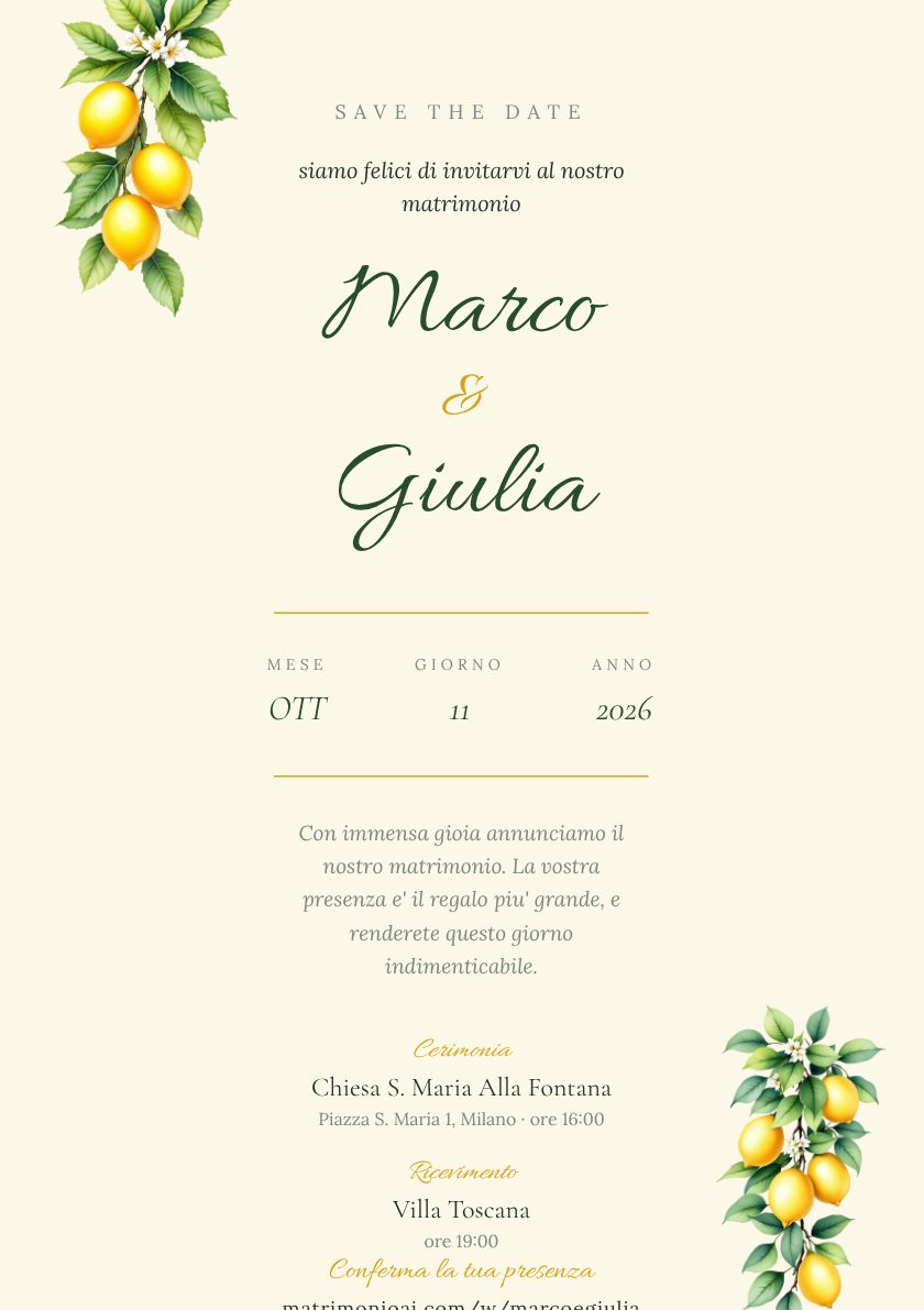 Invito tema Mediterranean Lemon