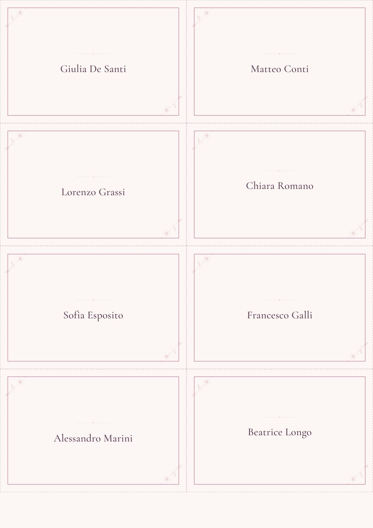 Stampabile coordinato — Segnaposti